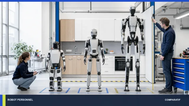 Plusieurs formats de robots observés dans un laboratoire domestique.